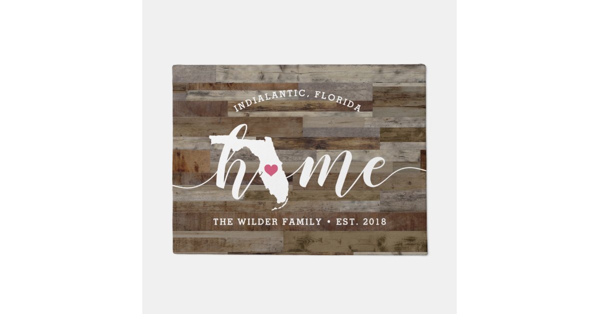 Florida Home State Personalized Wood Look Doormat Zazzle