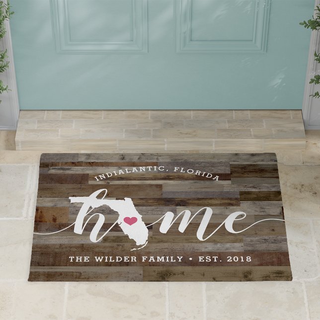 Florida Home State Personalized Wood Look Doormat (Creator Uploaded)