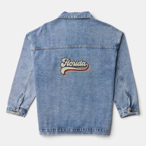 Florida Home State USA 70s Vintage Retro Distresse Denim Jacket
