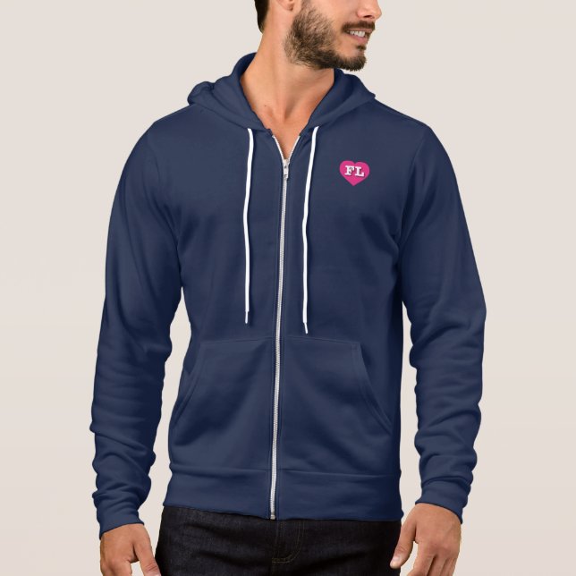 Florida Hot PInk Heart - I love FL Hoodie (Front)