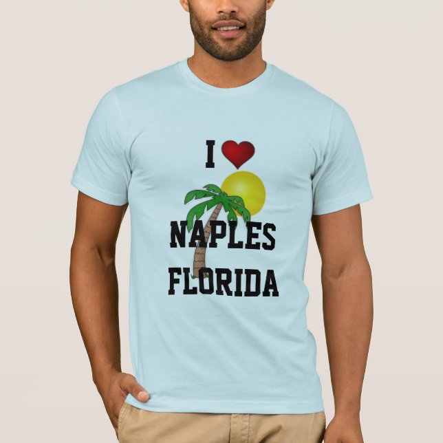 Florida: I Love Naples, Florida palm tree and sun T-Shirt (Front)