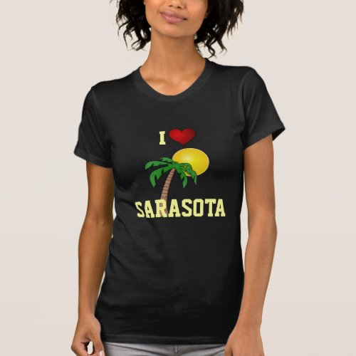 Florida I Love Sarasota palm tree and sun T_Shirt