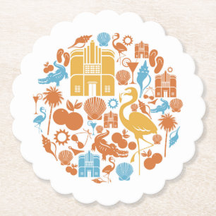 Florida Icons Paper Coaster