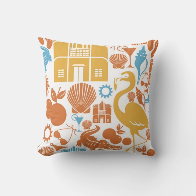 Florida Icons Throw Pillow (Front)