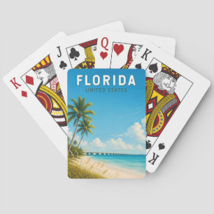 Florida Illustration Travel Art Vintage Poker Cards
