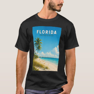 Florida Illustration Travel Art Vintage T-Shirt