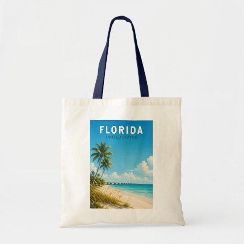 Florida Illustration Travel Art Vintage Tote Bag