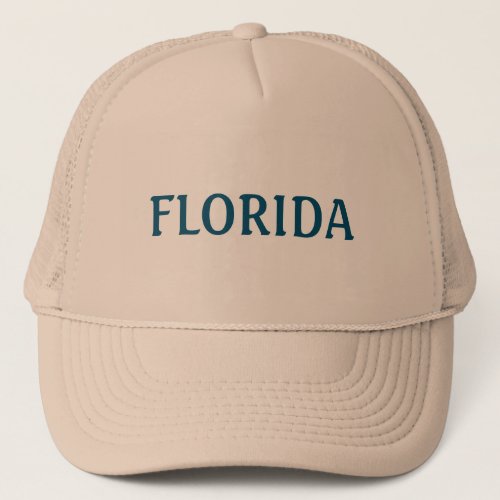Florida in blue text travel hat 