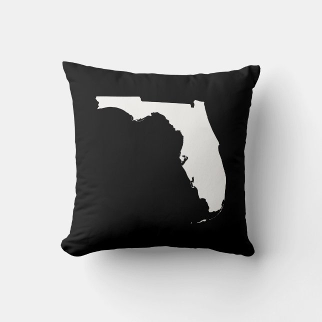 Florida in White and Black Throw Pillow (Front)