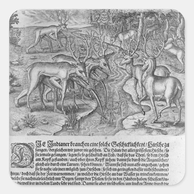 Florida Indians hunting deer Square Sticker (Front)