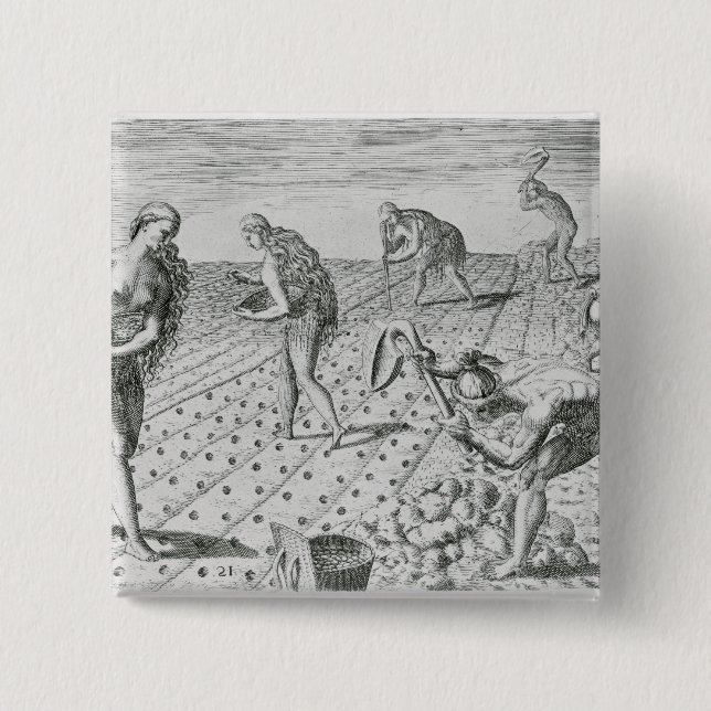 Florida Indians planting maize Button (Front)