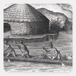 Florida Indians Storing their Crops Square Sticker