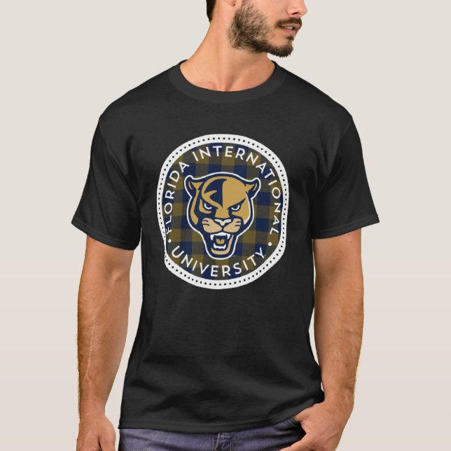 Florida International FIU Panthers Plaid Badge T-Shirt (Front)