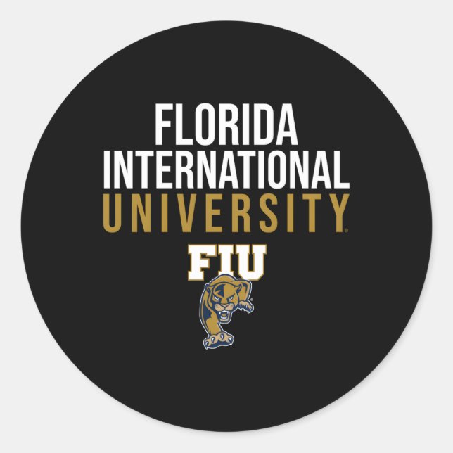 Florida International Fiu Panthers Stacked Classic Round Sticker (Front)