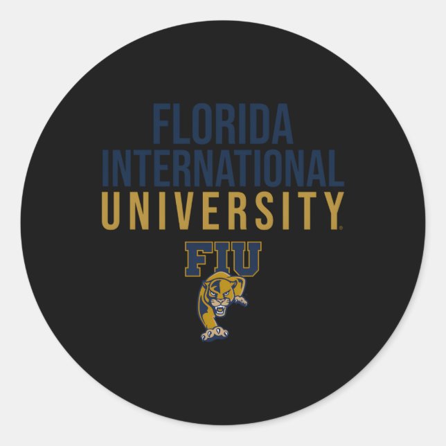 Florida International Fiu Panthers Stacked Classic Round Sticker (Front)