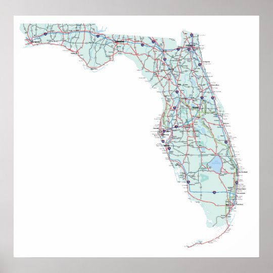 Florida Interstate Map Print | Zazzle.com