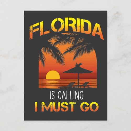 Florida Is Calling Beach Summer Holiday Traveller Postcard