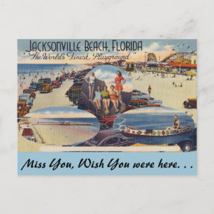 Florida, Jacksonville, Beach Scenes Postcard