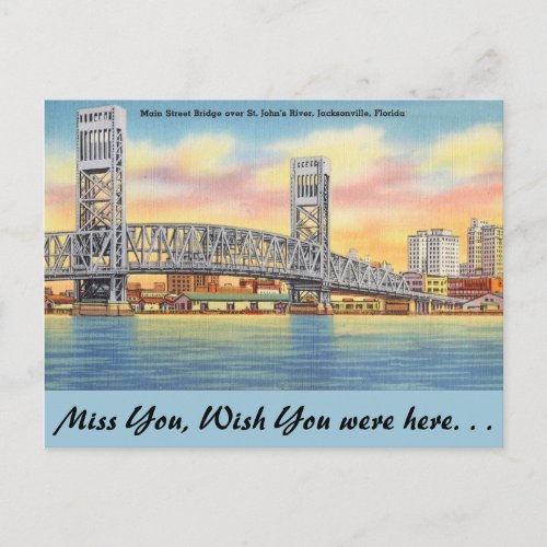 Florida Jacksonville Main St Bridge Postcard