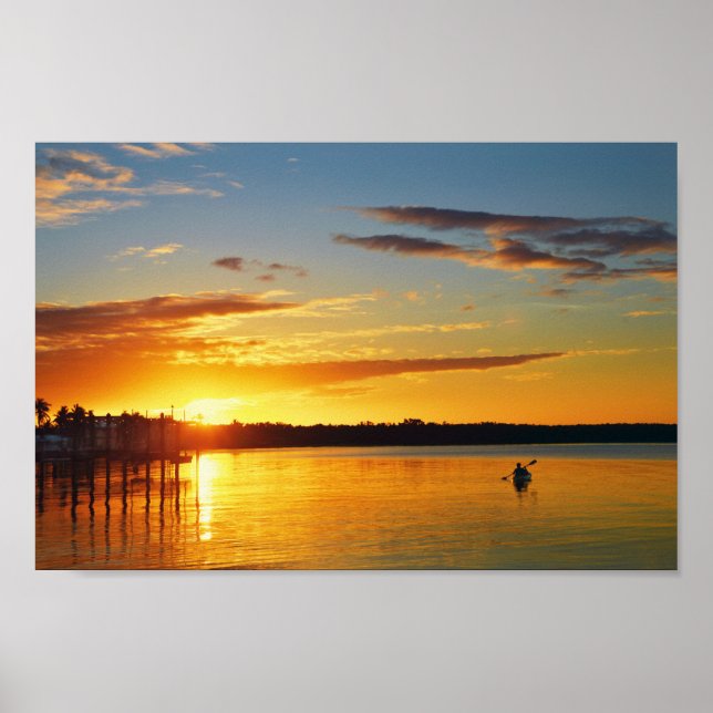 Florida Kayaker at Sunset Poster (Front)