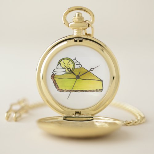 Florida Key Lime Pie Slice Dessert Foodie Baking Pocket Watch