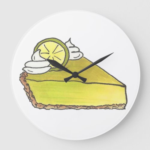 Florida Key Lime Pie Slice Dessert Foodie Kitchen Large Clock