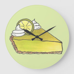 Florida Key Lime Pie Slice Dessert Foodie Kitchen Large Clock