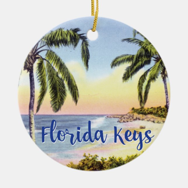 Florida Keys beach scene Ceramic Ornament (Front)