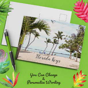 Florida Keys Beach with Palm Trees and Chairs Postcard