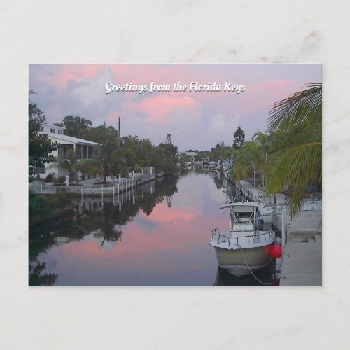 Florida Keys Canal wout your Greeting Text Postcard