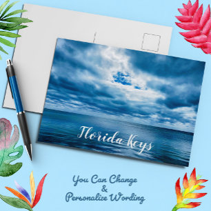 Florida Keys Deep Blue Ocean Cloudy Sky Scene Postcard