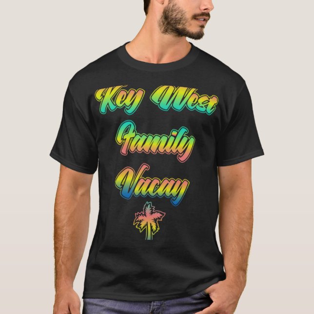Florida Keys Family Vacation  Sunset Palm Tree in  T-Shirt (Front)
