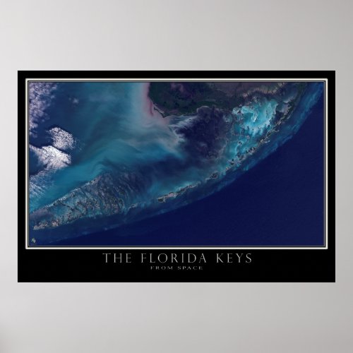 Florida Keys From Space Satellite Map Poster