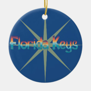 Florida Keys in sunset colors with sunburst Ceramic Ornament