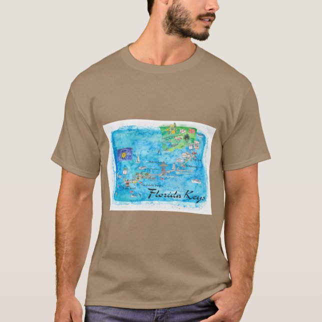 Florida Keys Key West Marathon Key Largo Illustrat T-Shirt (Front)
