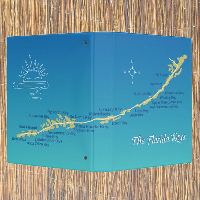 Florida  Keys map illusration with island names 3 Ring Binder (Creator Uploaded)