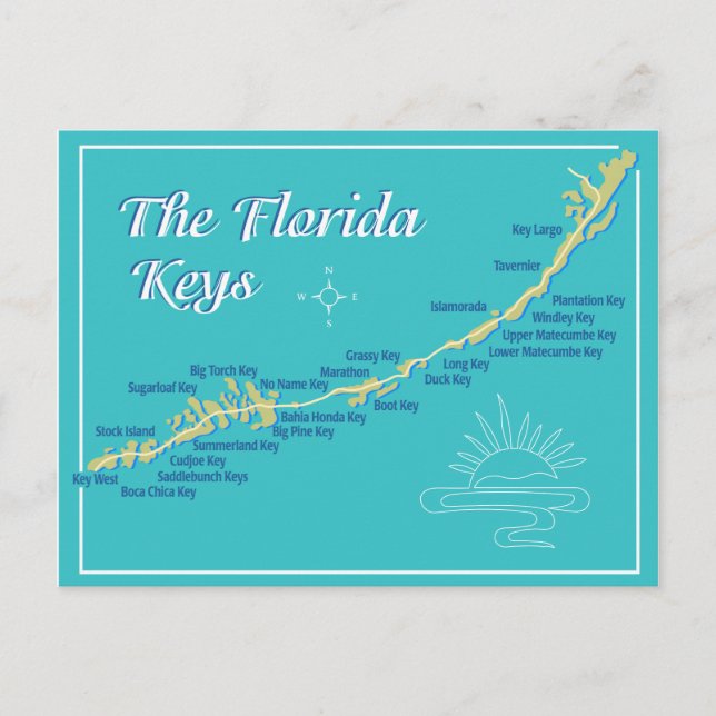 Florida Keys Map Postcard (Front)