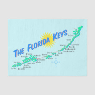 Florida Keys Map retro illustration Tissue Paper