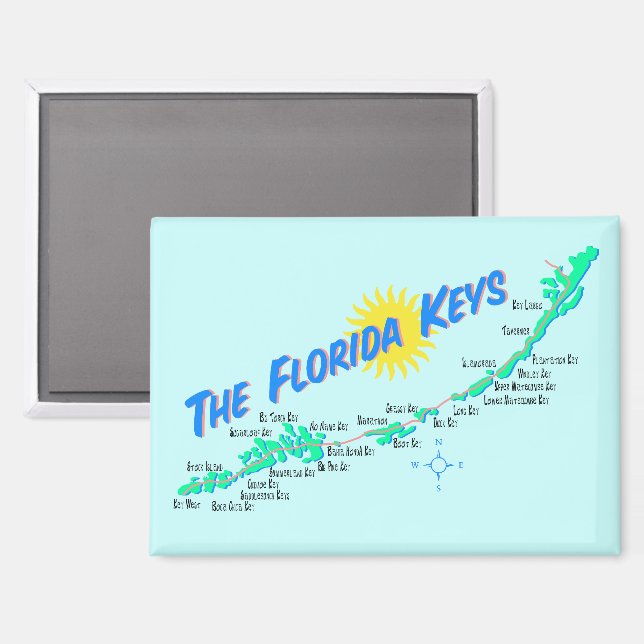 Florida Keys Map retro style illustration Magnet (Front/Back)
