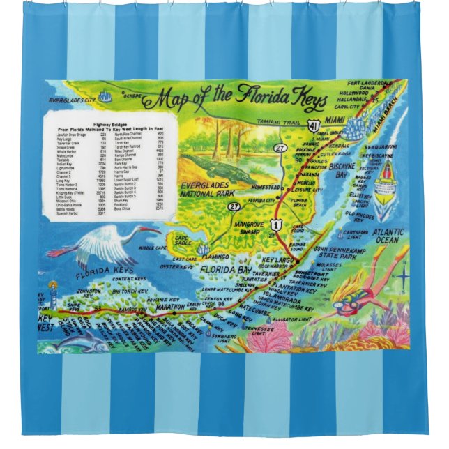 Florida Keys Map  Shower Curtain (Front)