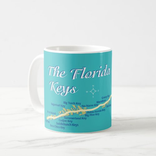 Florida Keys Map with island names Coffee Mug