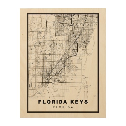 Florida Keys Map Wood Wall Art
