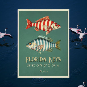 Florida Keys nautical striped fish Postcard