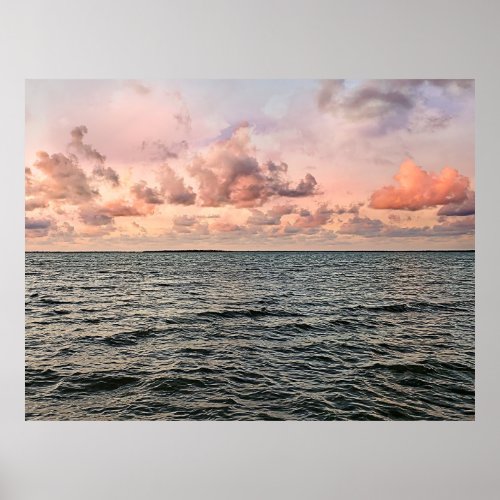 Florida Keys Ocean and Pink Clouds Poster