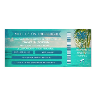 Florida Keys On the Beach Wedding Boarding Pass Card