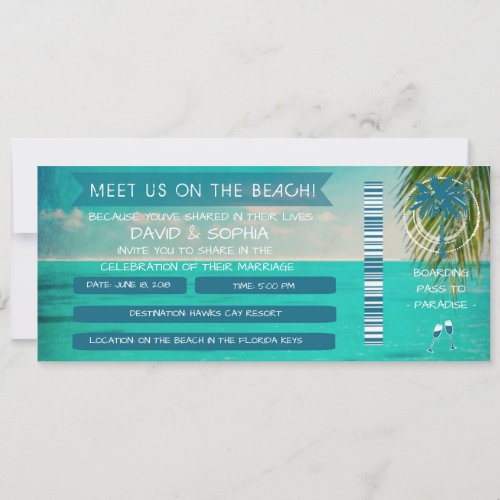 Florida Keys On the Beach Wedding Boarding Pass