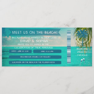 Florida Keys On the Beach Wedding Boarding Pass Invitation
