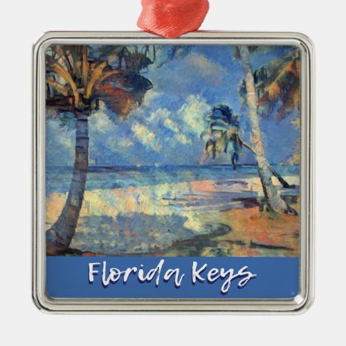 Florida Keys painted beach scene Metal Ornament