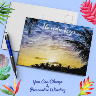Florida Keys Palm Tree Sunset Sky Scene Postcard