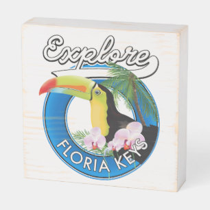 Florida keys retro logo wooden box sign